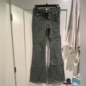 Garage Low rise flare jean green